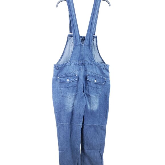 Womens Blue Denim Overalls 44x32 Adjustable Straps Straight Leg - Picture 2 of 10